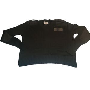 NWOT Vintage Size S Scharf Breit Men's V-Neck Black Sweater Y2K Military USA
